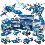 [Blue Patrol Bloques de Construcción de Policía Carpoy] Bloques de Construcción de Camión Modelo de Coche | Kit de Construcción | Coche de Policía | Adecuado para Regalos de Vacaciones/Acción de Gracias/Halloween/Regalos de Navidad