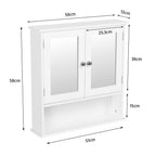 Costoffs Armario con Espejo para Baño con Puerta de Espejo, Armario Colgante para Baño con Espejo de Pared con 3 Estantes 56 Cm X 13 Cm X 58 Cm