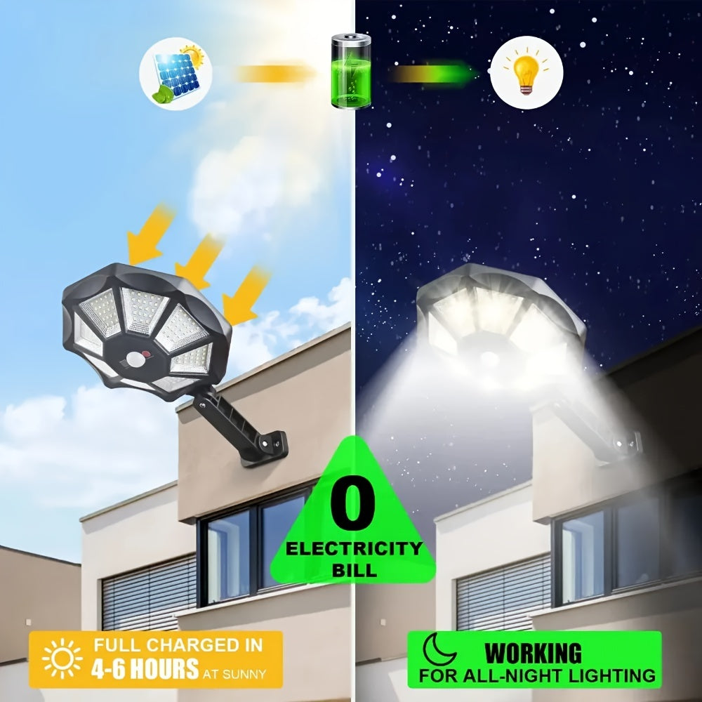 Luz solar exterior | 2/4 piezas Luces de calle solares con sensor de movimiento y control remoto, 3 modos de iluminación, luces solares de