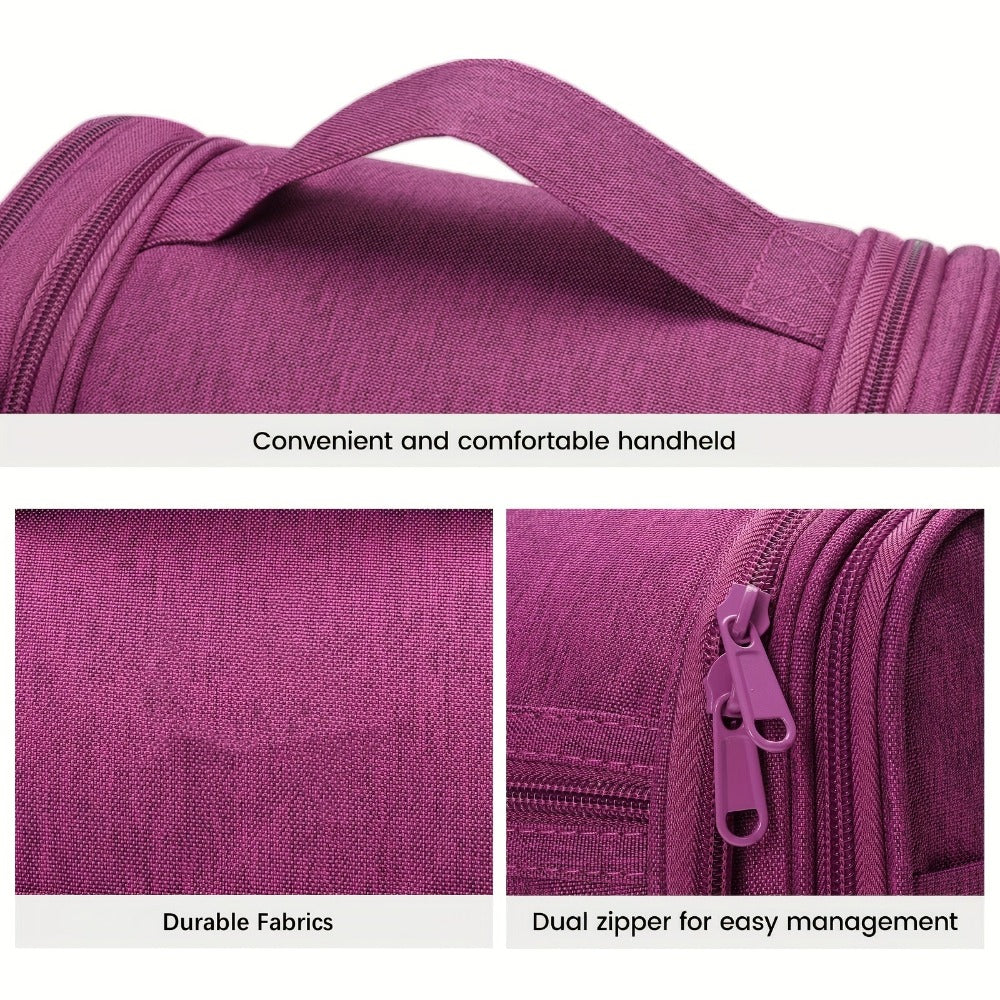 Bolsa de Aseo Colgante con Múltiples Bolsillos y Gancho, Organizador de Maquillaje Elegante para Mujeres y Hombres, Cierre de Cremallera Duradero, Diseño con Asa Superior, Bolsa de Viaje para Aseo, Regalo de Navidad