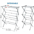 Estructura plegable para secar ropa, estructura de secado de acero portátil, resistente a la corrosión, extensible y ajustable a la cantidad de ropa, estructura de secado de metal vertical plegable con 3 niveles, estructura de secado de ropa extensible pa