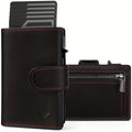 Cartera para hombre con bloqueo RFID, tarjetero con expulsión automática, bolsillo para monedas y ventana para identificación - Elegante carcasa de aluminio , capacidad para 8-10 tarjetas, estilo de negocios, perfecta como regalo de Navidad para hombres