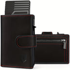 DODENSHA Billetera Antirrobo RFID para Hombre - Tarjetero Emergente de Aluminio de Alta Resistencia con Bolsillo para Monedas y Ventana para Identificación, Capacidad para 8-10 Tarjetas, Billetera Inteligente Delgada, Regalo Premium para Amigos y Familiar