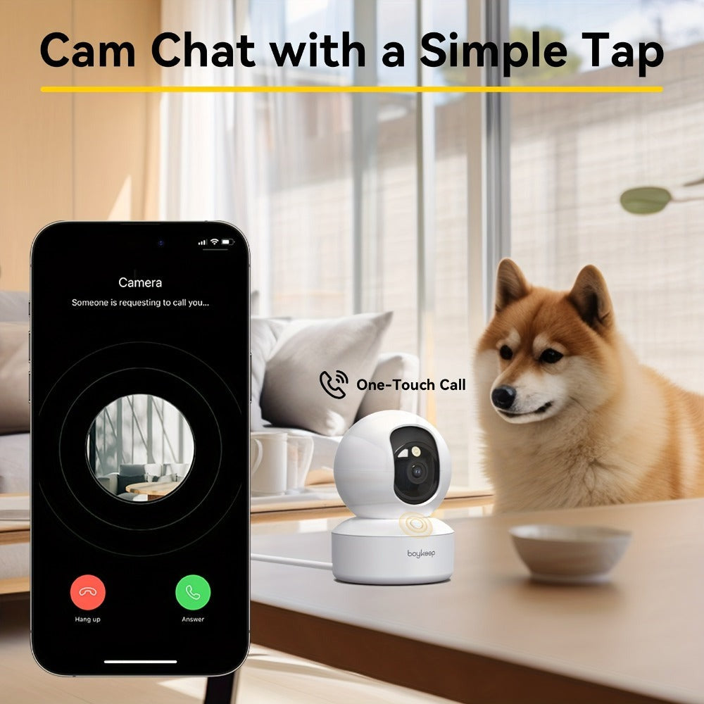 2 unidades BoyKeep Cámara Inteligente WiFi 5g/2.4ghz, Monitor de Seguridad Interior de Alta Definición, Cámara de Seguridad Especial para Mascotas, Vigilancia Panorámica 360°, Visión Nocturna, Llamadas Bidireccionales, Almacenamiento en la Nube