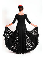 Falda flamenca de tiro alto (bajo pecho) negra con lunares rojos o blancos | Cintura elástica adaptable