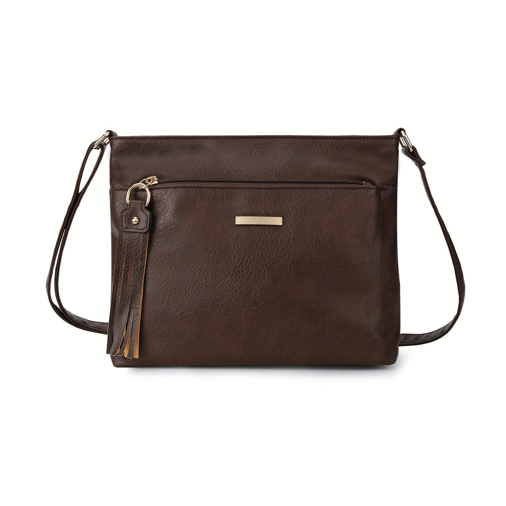 Nuevo Bolso de Hombro de Mujer Pu de Color Sólido a la Moda, Bolso de Ocio de Gran Capacidad para Viajes Diarios