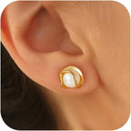 Pendientes de perlas bañados en oro de 14K, hipoalergénicos, de perla de agua dulce, colgantes, de espiga, de aro, con perla blanca colgante, regalo de joyería para mujeres y damas