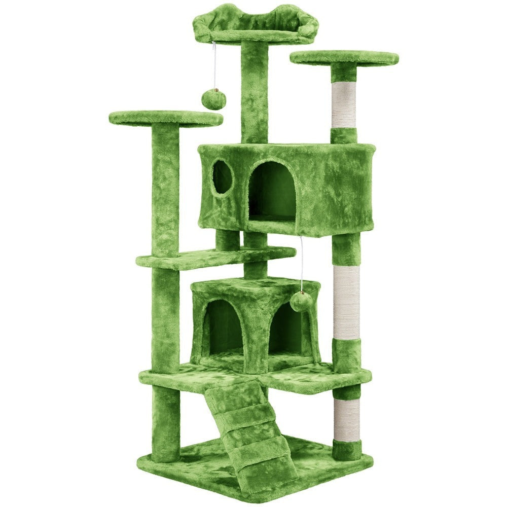 Costoffs Poste para Rascar de Gatos de 138 cm, Árbol Resistente con Pelota de Juego y Cueva para Gatos, Torre de Rascado y Escalada para Gatos, Casa para Gatos