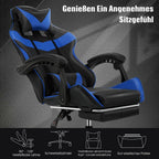 Silla Gaming con Reposapiés, Silla Gaming Ergonómica, Silla de Ordenador con Soporte Lumbar, Reposacabezas, Sillas de PC Ajustables en Altura con Asiento Giratorio de 360° para Oficina o Gaming