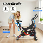 Bicicleta estática Kehot para interior | Rodillo de ciclismo silencioso con monitor LCD, resistencia ajustable y sensor de frecuencia cardíaca | Manillar y asiento ajustables en 6 niveles | Estructura robusta con capacidad de peso de 150 kg | Bicicleta de