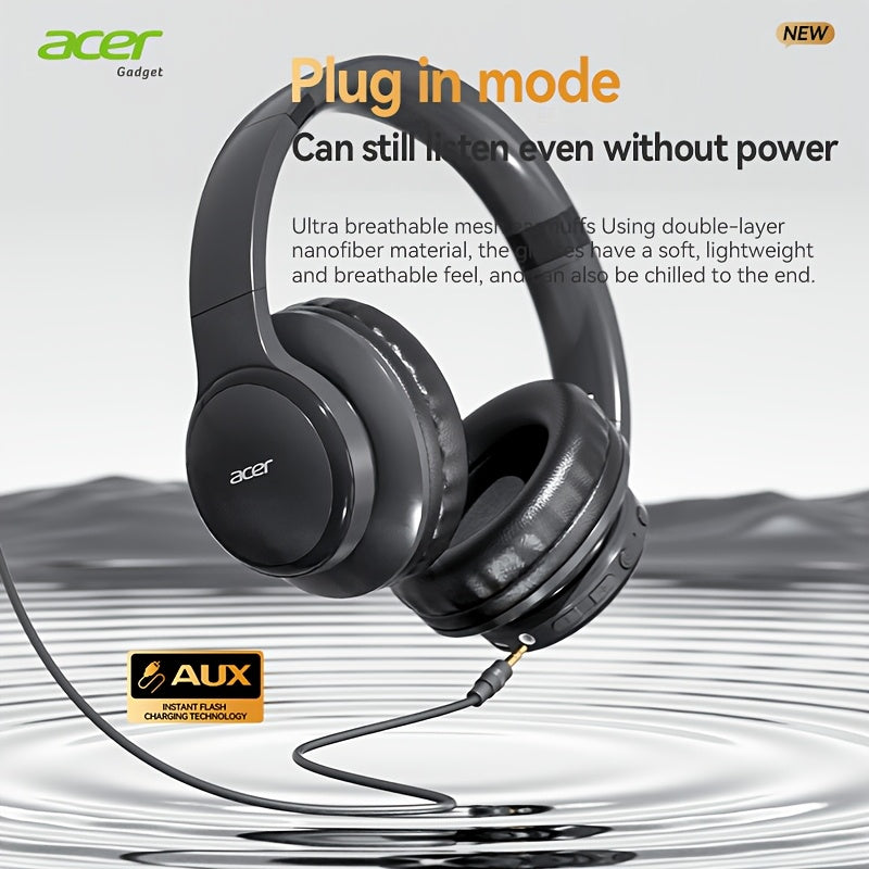 Auriculares Bluetooth | Auriculares inalámbricos supraaurales Acer Ohr559, sonido estéreo de alta fidelidad de baja frecuencia, reducción de