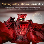 Perfume de Cristal Rojo para Mujer | Botella de Vidrio Rojo Inspirada en Joyería, Emite un Aroma Misterioso | Regalos de Navidad/Black Friday y Ocasiones Especiales Fragancia de Sapoín de Larga Duración | (80% Litros) Perfume de Alcohol Libre de Formaldeh
