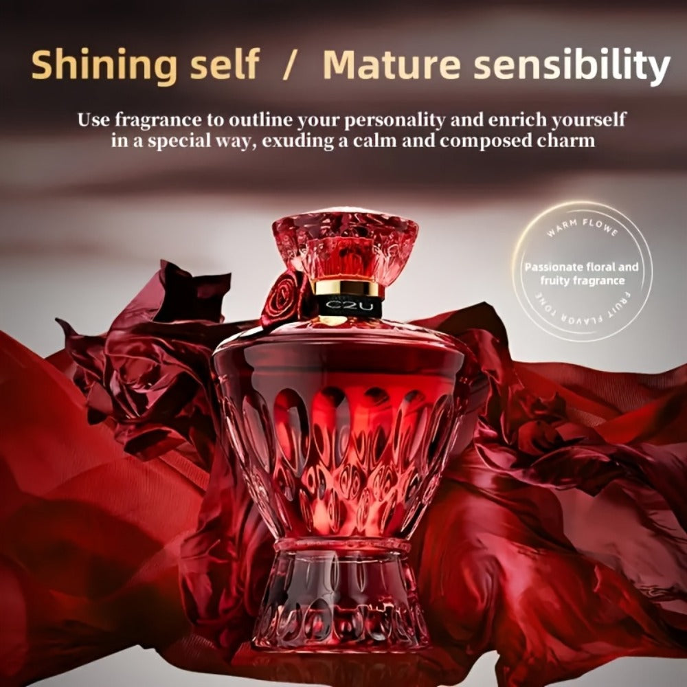 Perfume de Cristal Rojo para Mujer | Botella de Vidrio Rojo Inspirada en Joyería, Emite un Aroma Misterioso | Regalos de Navidad/Black Friday y Ocasiones Especiales Fragancia de Sapoín de Larga Duración | (80% Litros) Perfume de Alcohol Libre de Formaldeh