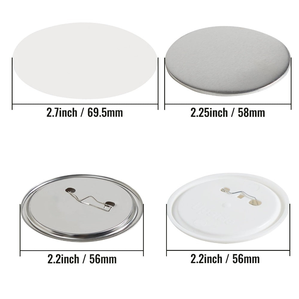VEVOR 2,25" 58 mm Suministros de partes de medallón para máquina de fabricación de botones 500 juegos (máquina no incluida)