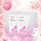 40 Mascarillas de Sakura Japonesas para Todo Tipo de Piel, Portátiles para Viajes, Hidratantes, Regalo Ideal para San Valentín y Navidad