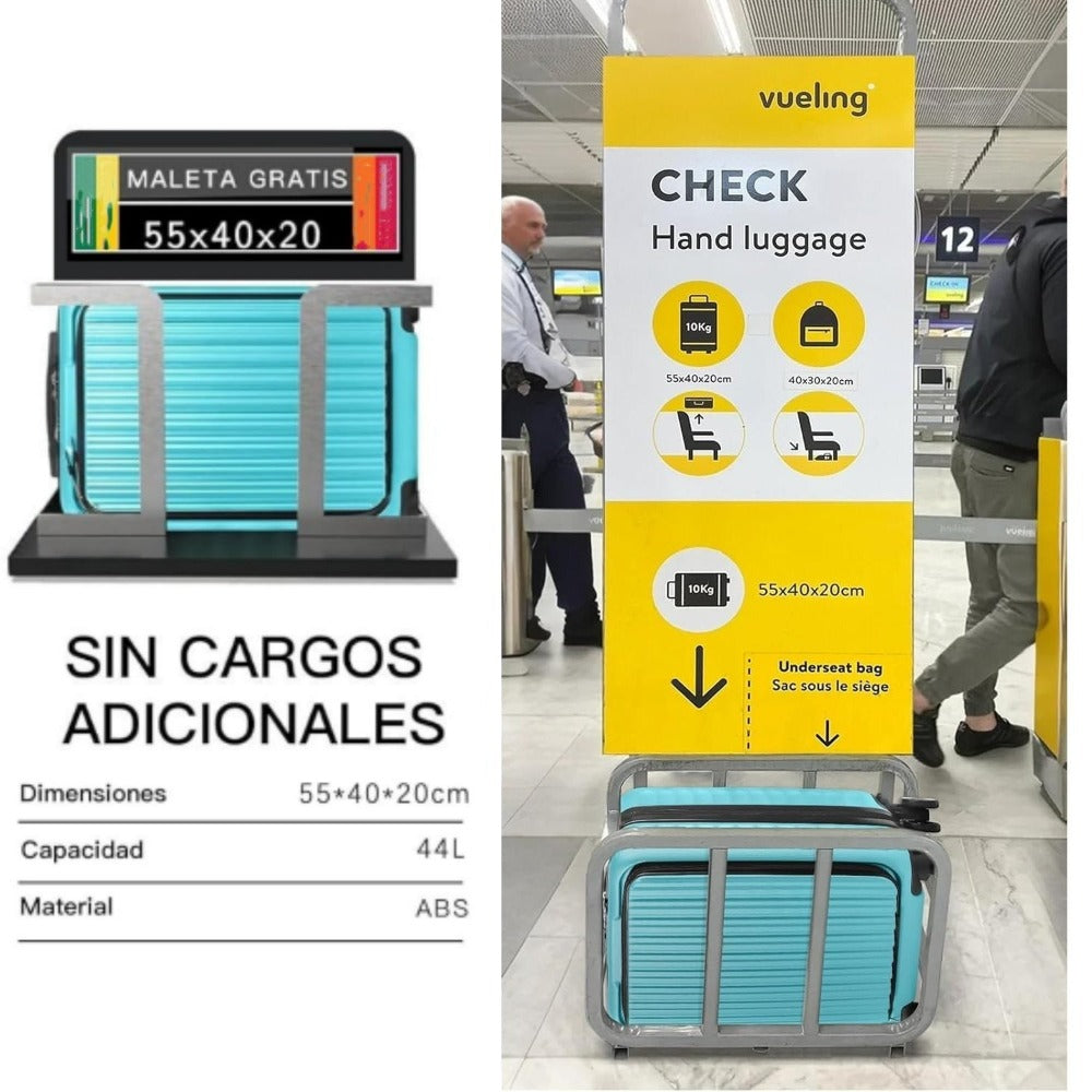Una Maleta Cabina 55x35x20 Cm. , Equipaje Rígido Expandible De Material ABS, Con Ruedas Giratorias Desmontables Y Cerradura De Combinación, Que Cumple Con La Norma De Equipaje De Mano De 55x40x20 Cm. Ideal Para Adolescentes, Imprescindible Para Viajes En