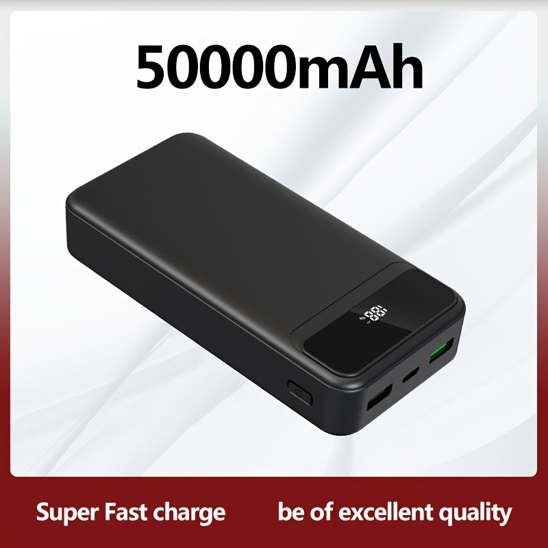 Batería externa | PD66W Carga Súper Rápida, Batería Portátil de Alta Capacidad 50000mAh, Pantalla LED de Energía/Puertos de Salida Rápida Dobles