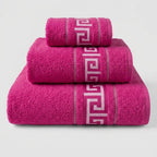 Juego de Toallas de Algodón 100% (3 Piezas) - Incluye Toalla de Tocador, Lavabo y Ducha | Tacto Suave, Ultra Absorbentes con Diseño Elegante de Lunares | Set Premium para Baño