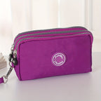 Cartera de Mujer de 3 Capas con Cremallera, Estuche de Lluvia para Llaves, Billetera de Gran Capacidad, Organizador de Cables de Datos, Tarjetero, Funda para Teléfono, Bolso Móvil