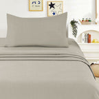 Juego de Sábanas Ligero Suave Fresca 4 Piezas para Cama de 90/105/135/150 cm – 100%Microfibra – Incluye Sábana Bajera Ajustable con borde elástico de 25 cm de profundidad, Sábana Encimera y 2 Fundas de Almohada – Suave, Transpirable y Confortable