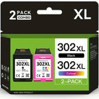 Cartucho de tinta 2-pack 302XL Negro y Tricolor de repuesto compatible con HP 302 para impresora HP 302XL Deskjet 2130 2131 1110 1111 1112 3630 5200 3639 4520