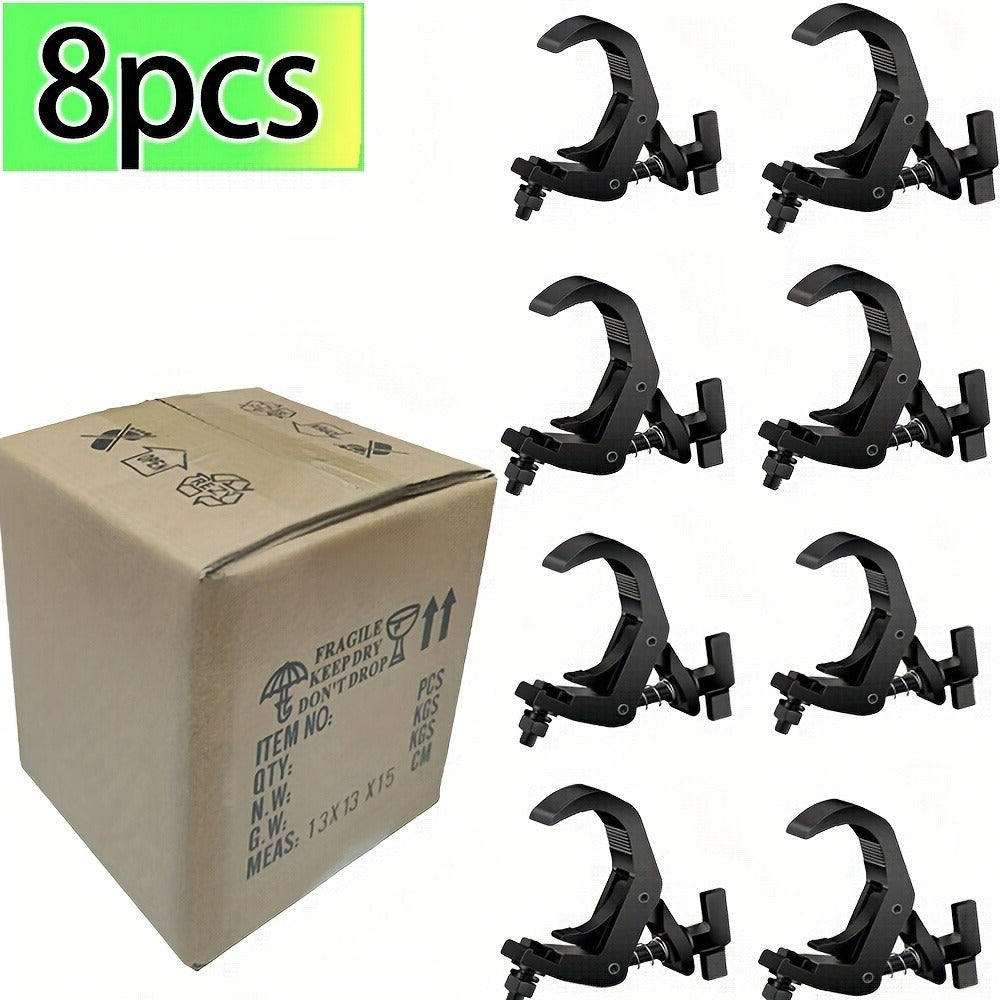 8 ganchos ajustables de aleación de aluminio para luces de escenario, ganchos de color negro para luces par, ganchos para luces de haz, gancho para faros delanteros para luces de escenario al aire libre, se adaptan a trusses o tuberías de diámetro de 1.57