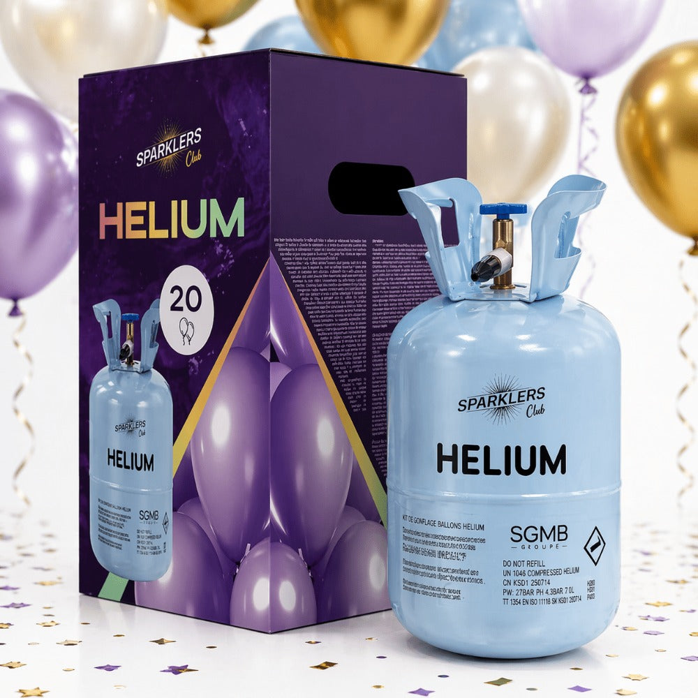 Botella Grande de Helio Gas Helio para 50 Globos - Cilindro Desechable Capacidad 0.40M3 - Ideal para Halloween, Navidad, Bodas, Cumpleaños, Fiestas - Haz que Tus Globos Floten con SPARKLERS CLUB
