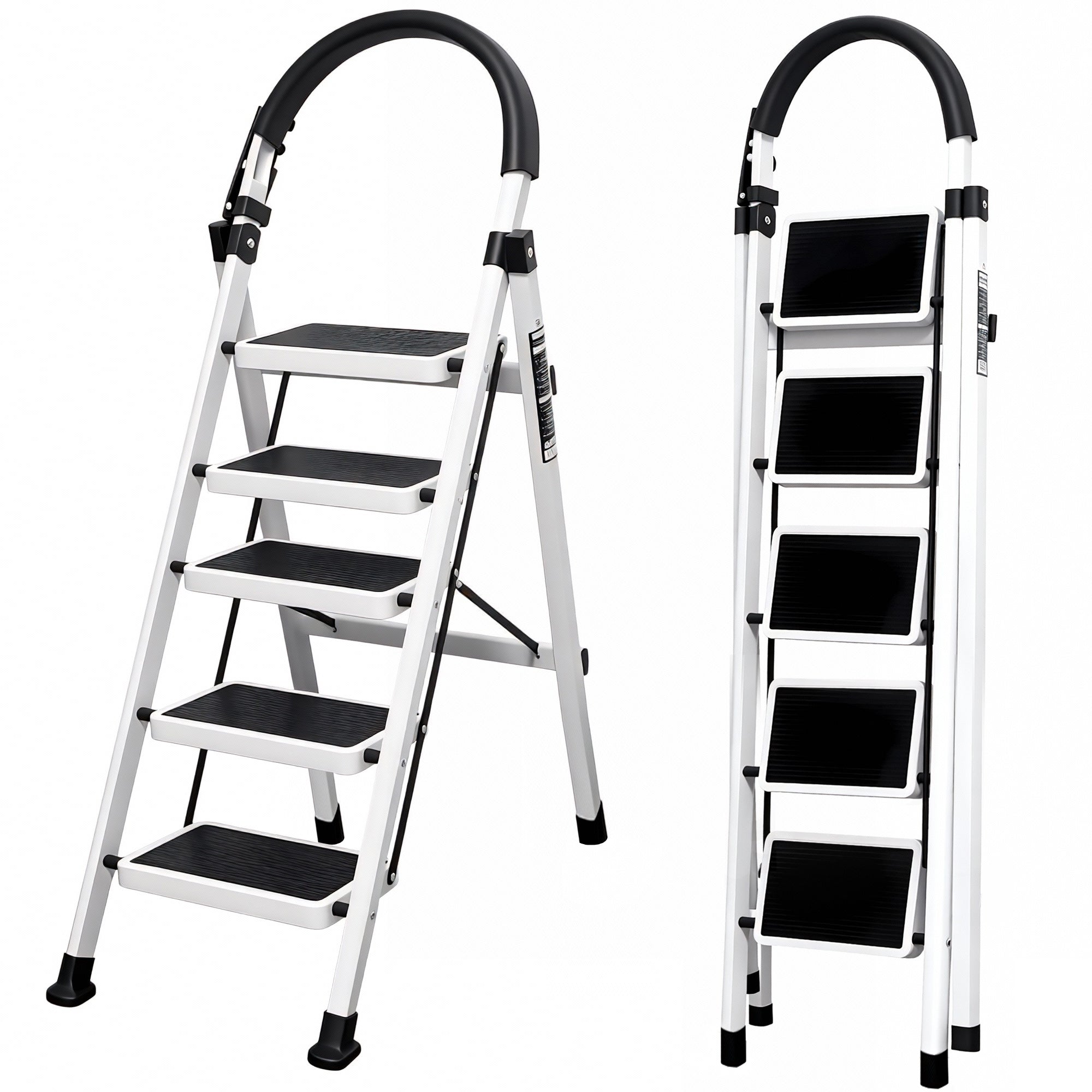 Escalera plegable doméstica de acero aleado con pasamanos antideslizante