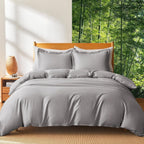 Juego de cama 4 piezas con funda elástica, (Funda de Edredón + Funda Protectora de Colchón + 1/2 Fundas de Almohada), Juego de Funda de Edredón 3-4 Piezas Estilo Nórdico de Color Sólido/Estampado, Ajustable para Camas de 90/105/135/150/180 cm, Regalo Navi