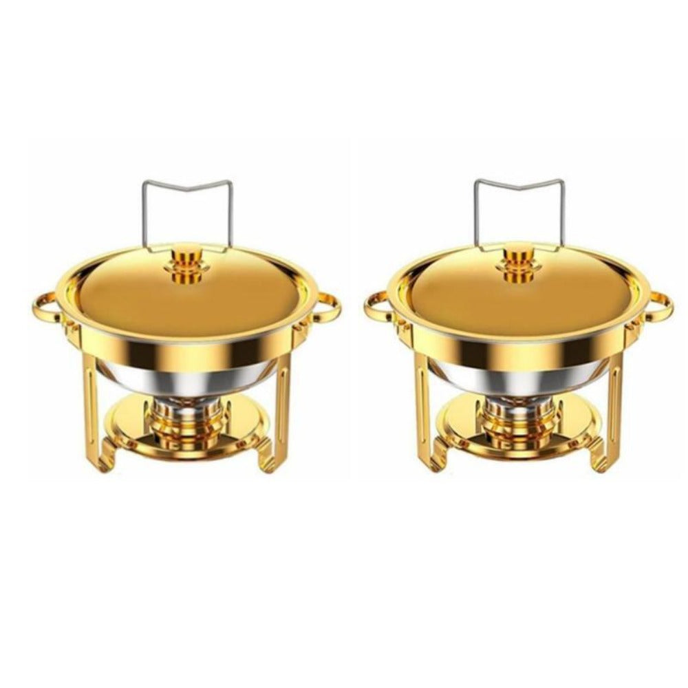 Enfriador de Alimentos de Acero Inoxidable Dorado 1/2/4/6, Contenedor de Catering para Buffet con Tapa para Boda/Banquete de Año Nuevo, Exclusivamente para Cocinar (exclusivamente para cocinar)