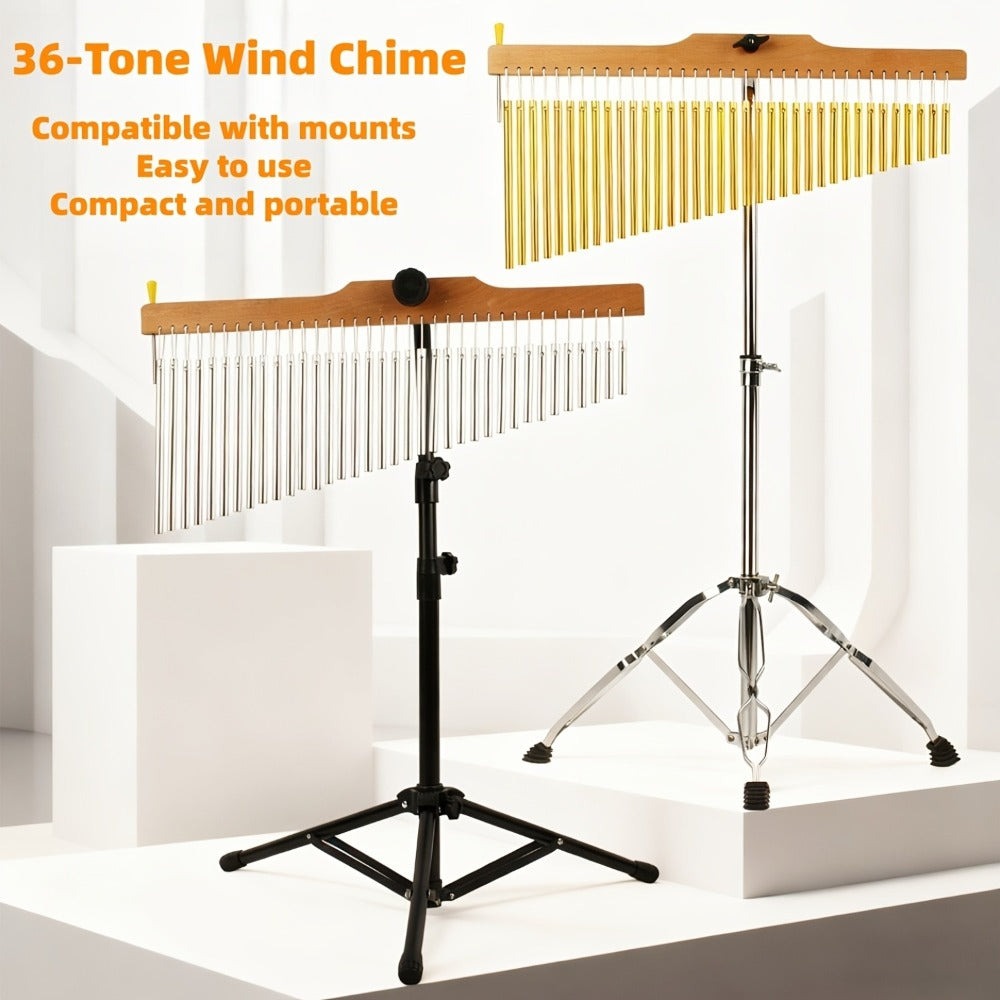 Carrillón de viento de 36 tonos con soporte, instrumento de percusión de aluminio prémium, la mejor opción de regalo, equipado con cuerda de repuesto adicional