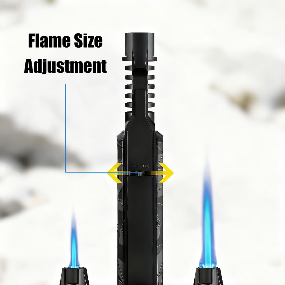 Encendedor recargable | Encendedor de metal con forma de antorcha, exquisitos patrones de rayas triangulares, pulido, a prueba de viento