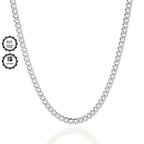 Collar de eslabones cubanos plateado de 925, con un peso de 15.5g/18.5g/20.6g, con un contenido plateado de 10g/12.3g/13.4g. Con un diseño elegante y minimalista, adecuado para uso diario, viene con una caja de regalo prémium.