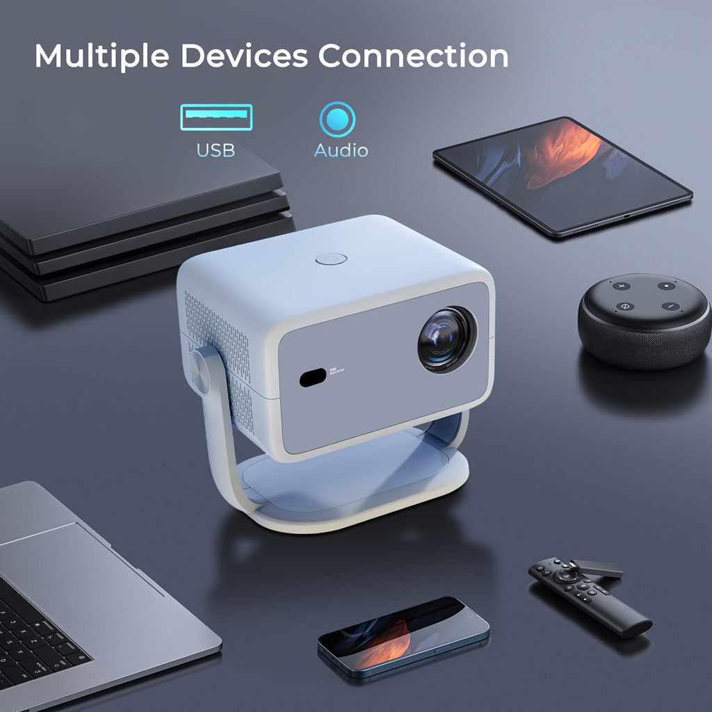 Proyector | Proyector Inteligente Local Android 14 con Soporte 4K 1080P, Wifi6 y BT 5.2, Proyectores de Interior con Enfoque Automático