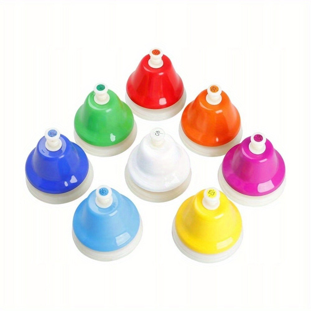 Campana de 8 Tonos C D E F G A B C con Colores Brillantes, Fácil de Tocar para el Desarrollo Musical y la Inteligencia - 8X Presión Manual