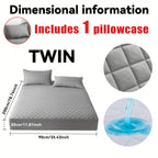Este es un set de 3 piezas que incluye una funda protectora de colchón ultrasuave e impermeable y una media funda de almohada (el relleno de la almohada no está incluido). Cuenta con un diseño grueso y cálido en un color sólido, lo que lo convierte en una