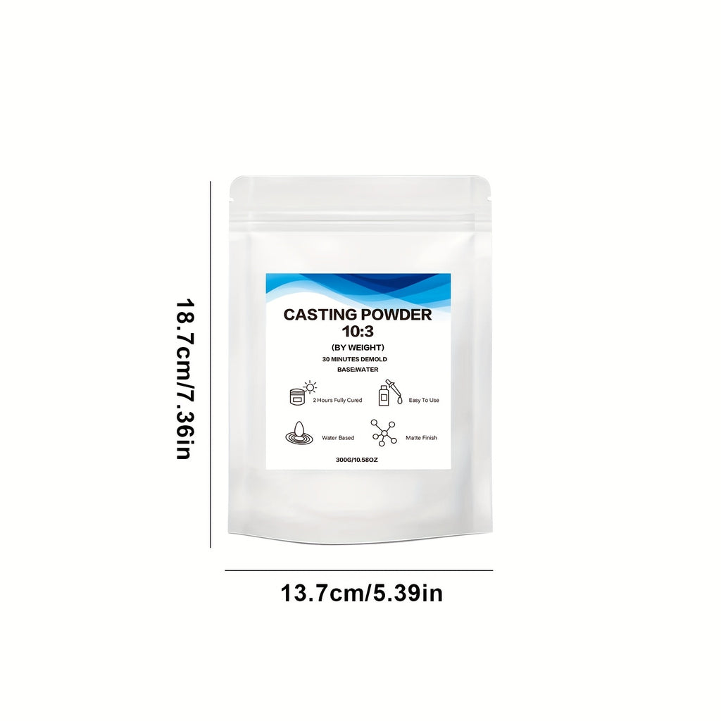 Polvo de Yeso para Fundición 300G, Polvo de Fundición de Secado Rápido para Principiantes, Desmolde en 20-30 Minutos, Polvo Mineral Natural, Fácil de Mezclar y No Tóxico para Arte DIY en Casa