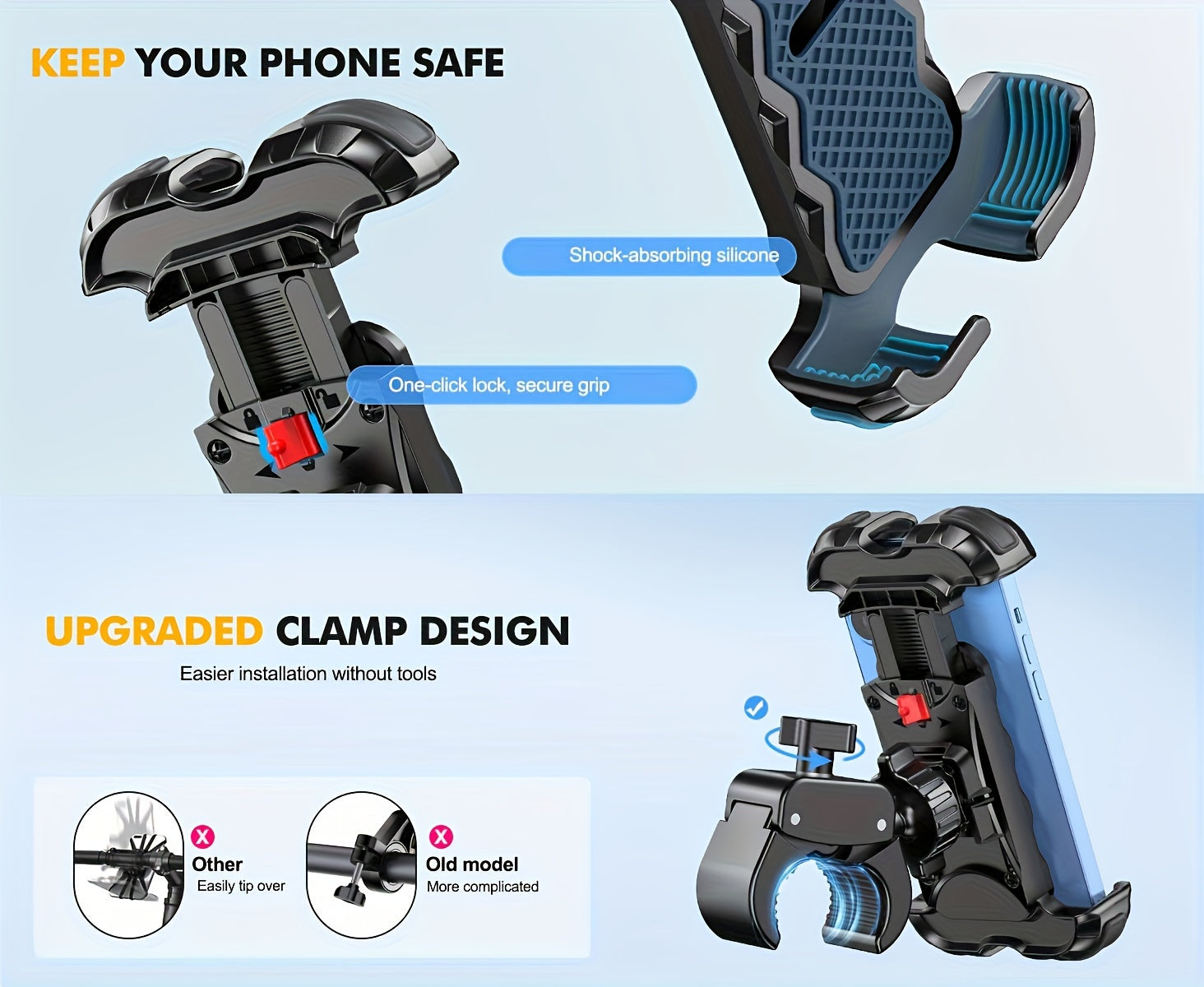 Soporte de móvil para bicicleta para ciclismo motocicleta y navegación | 17.27cm