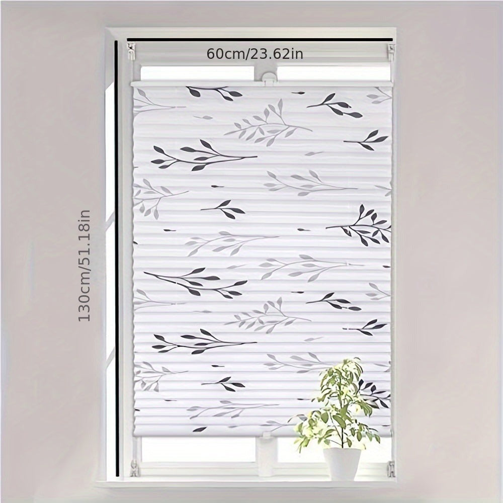 1pc Cortinas Plisadas Sin Taladro Requerido Con Portarrollos de Clip, Cortinas Plisadas de Clip, Cortinas Opacas de Protección Solar con Diseño de Ramas de Árbol, Cortinas para Ventanas y Puertas