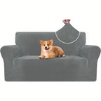 Fundas para Sofá de Terciopelo Ystyle, Funda para Sofá de 3 Plazas con Apoyabrazos, Funda Antirrayaduras para Gatos, Funda Elástica para Sofá, Funda Universally Lavable y Antideslizante, Gris