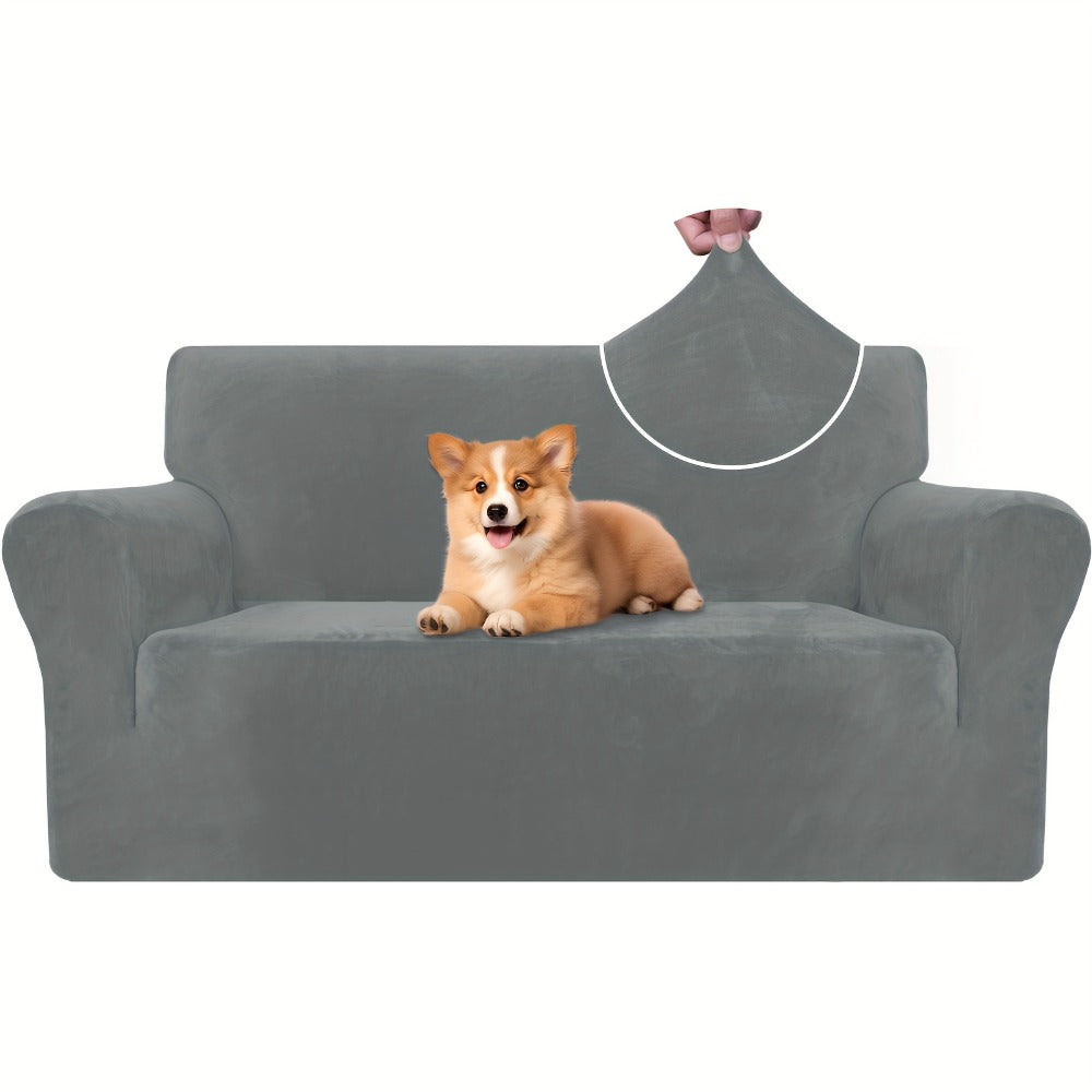Fundas para Sofá de Terciopelo Ystyle, Funda para Sofá de 3 Plazas con Apoyabrazos, Funda Antirrayaduras para Gatos, Funda Elástica para Sofá, Funda Universally Lavable y Antideslizante, Gris