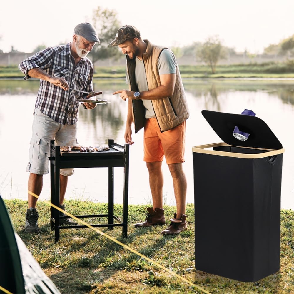 Recogedor de Botellas Plegable de Nylon Oxford 600D para Interior y Exterior, Cubo de Basura, Capacidad de 100L, Resistente al Desgarro y Lavable, Incluye Bolsas XXL, Puede Recoger Aproximadamente 35 Botellas, Ideal para Uso Doméstico, Almacenamiento en C