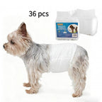 Paquete de 36 pañales desechables para perros machos, ropa interior higiénica para mascotas, suaves, absorbentes, transpirables y cómodos, disponibles en varios tamaños, XS/S/M/L, blancos.