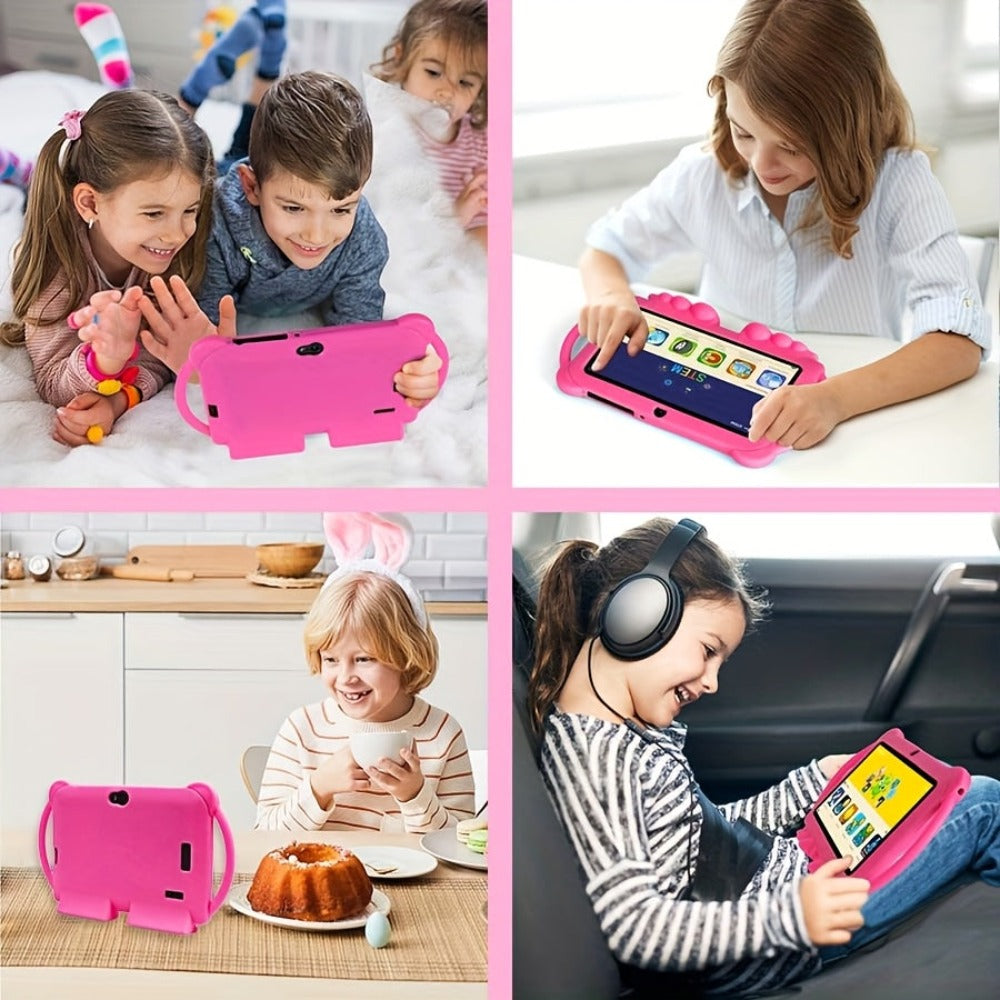 EATMPC, Tableta para Niños de 17.78 cm con Control Parental, Android 14 y 4GB RAM, 32GB ROM, Pantalla IPS Protección Ocular, Aplicaciones Educativas Preinstaladas, GMS, Funda Antigolpes, Compatible Netflix y YouTube, Rojo/Azul