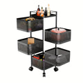 Carro Giratorio de Cocina de 5 Niveles con Ruedas, Unidad de Estantería Móvil de Marco Metálico Grande, Ideal para Despensa, Portafrutas, Verduras, Ahorrador de Espacio para Uso Doméstico o Comercial, Estante de Pie