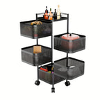 Carro Giratorio de Cocina de 5 Niveles con Ruedas, Unidad de Estantería Móvil de Marco Metálico Grande, Ideal para Despensa, Portafrutas, Verduras, Ahorrador de Espacio para Uso Doméstico o Comercial, Estante de Pie
