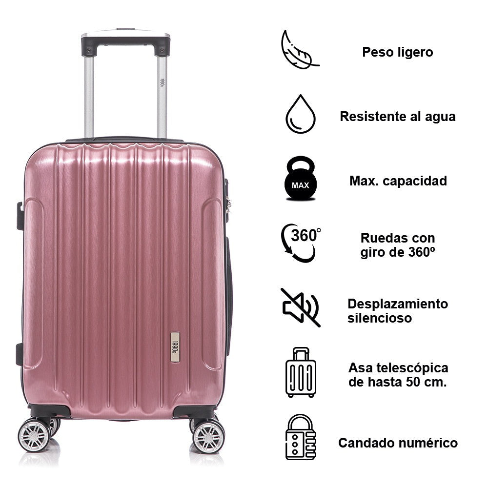 Maleta de Cabina Policarbonato 55x40x20cm (40L) - 20 Pulgadas - Negro/Azul/Amarillo/Rojo/AzulMarino/Plaeada/RosaDorada/Menta