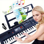 Teclado de Piano Digital de 61 Teclas con Micrófono, Teclado de Piano Musical Portátil, Teclado Electrónico Multifuncional, Instrumento Musical de Teclado para Piano, Regalos de Cumpleaños para Principiantes (Con Pantalla LCD)