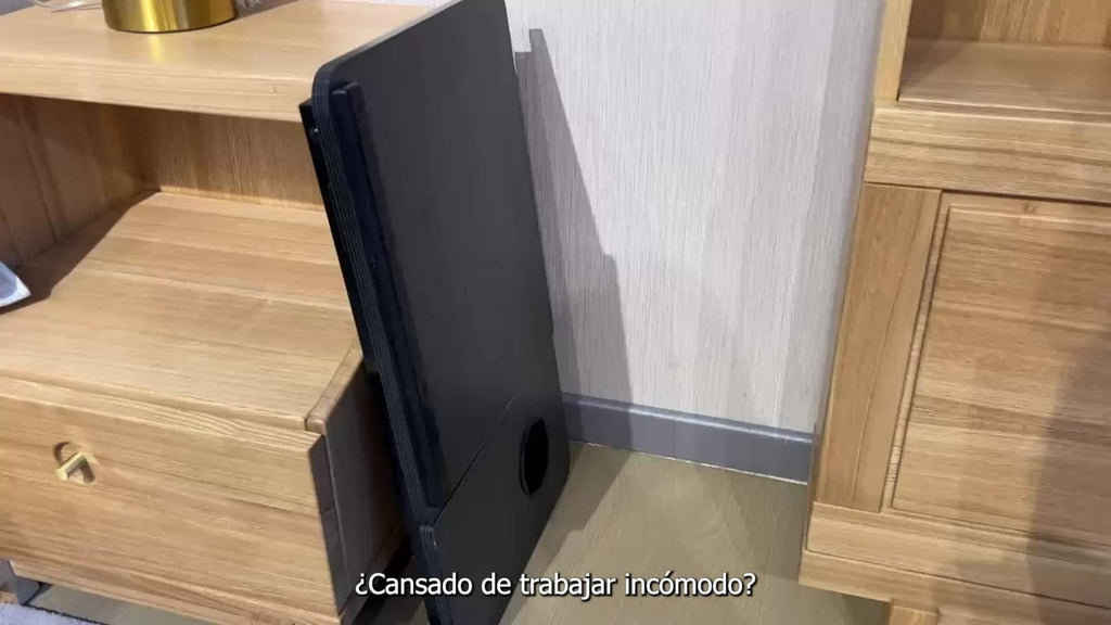 Mesa plegable para cama y sofá con altura ajustable de 5 niveles, bandeja con superficie ajustable y portavasos, mesa pequeña multifunción para ordenador, libros, trabajo y estudio en casa (56x32x25cm)