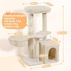Costoffs Árbol de Gato con Plataforma de Altura de 87 Cm Árbol de Escalada con Cueva Cesta Postes de Sisal